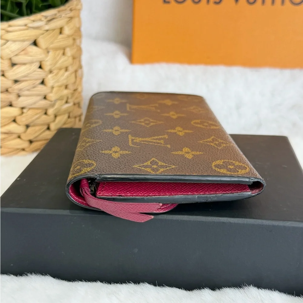 Authentic Louis Vuitton LV Monogram Emilie Wallet Pink Crossbody Chains w/ COA